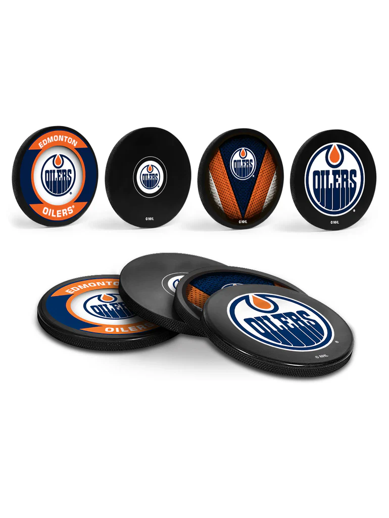 Edmonton Oilers Hockey Puck Coasters (Pack of 4) - Image 2