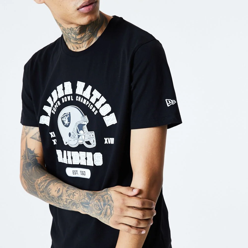Las Vegas Raiders Helmet and Wordmark Black T-Shirt - Image 3