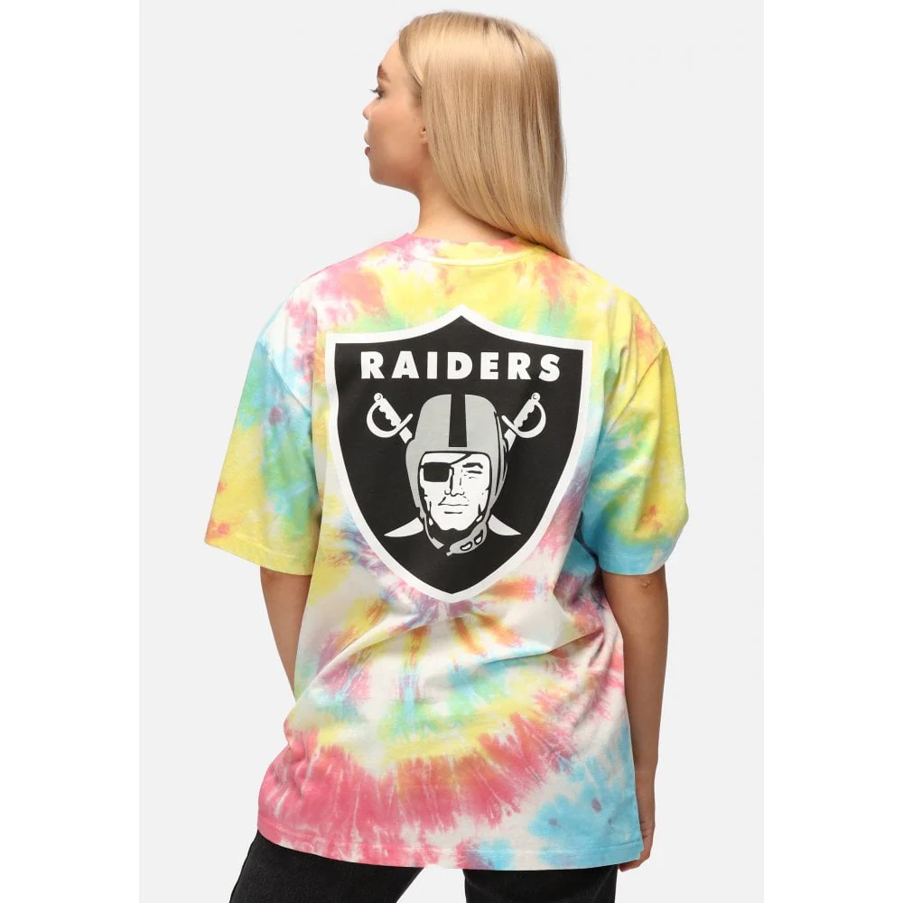 Las Vegas Raiders Rainbow Relaxed Fit Tie Dye T-Shirt - Image 4